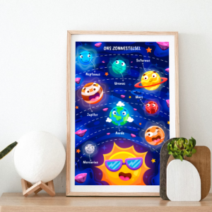 Kinder poster van de planeten van ons zonnestelsel